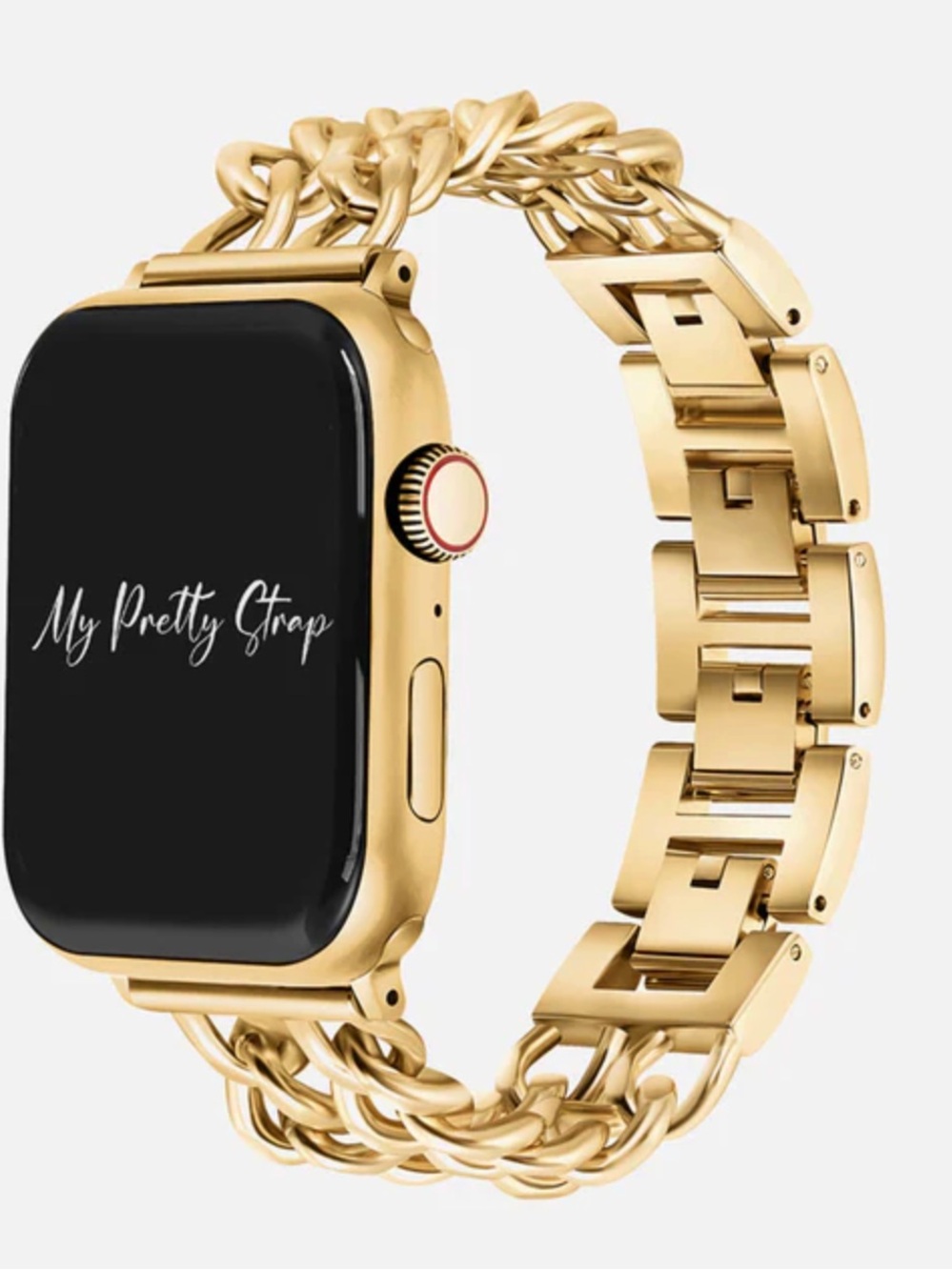 Double Chain link Apple watch strap from My Pretty Strap in gold color. - Picture 2 of 3